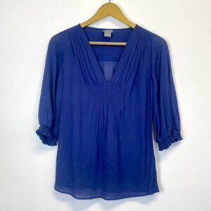 Ann Taylor Blue Silk Blend Blouse